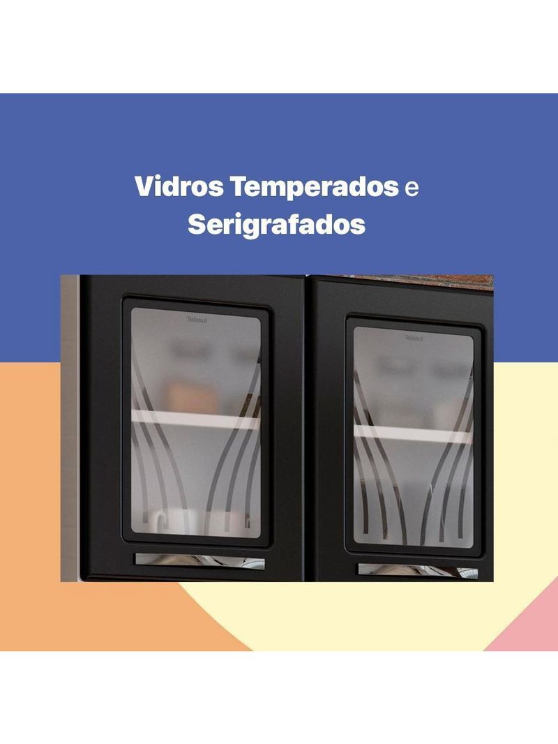 Armário De Cozinha De Aço Kit Triplo Telasul Preto Star New
