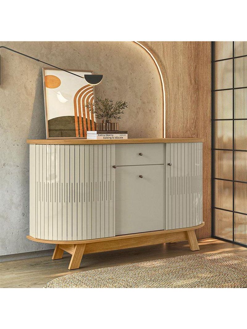 Aparador Para Sala Buffet Monza E Cristaleira Moss Cumaru Opala - Madetec