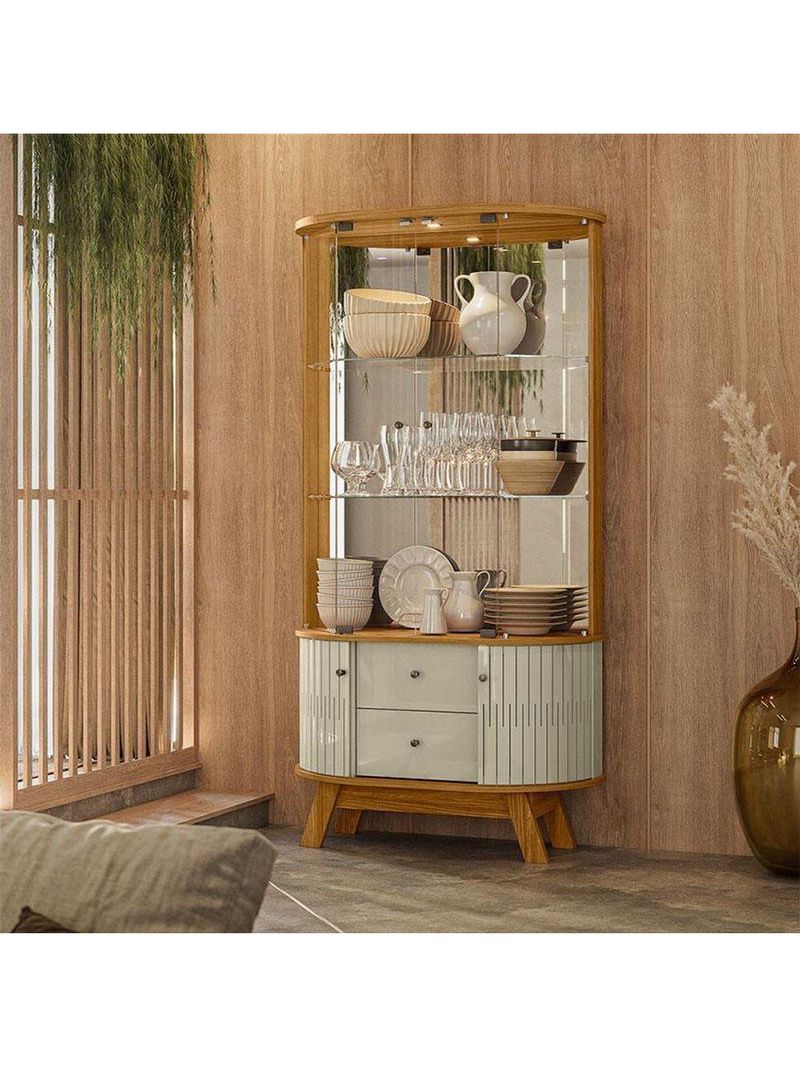 Aparador Para Sala Buffet Monza E Cristaleira Moss Cumaru Opala - Madetec