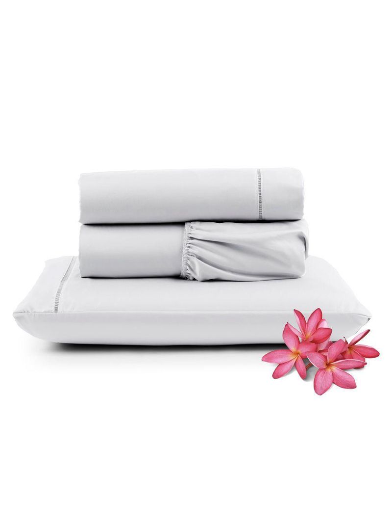Jogo Cama Lençol Unique Solteiro 400 Fios Ponto Palito 3 Peças - Branco