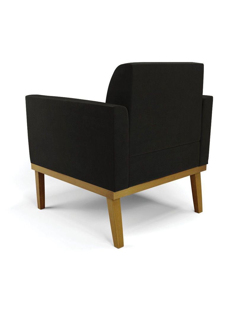 Sofá Namoradeira Com Poltrona Base De Madeira Fixa Castanho Marisa Suede Preto D03 - D?rossi