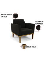 Sofá Namoradeira Com Poltrona Base De Madeira Fixa Castanho Marisa Suede Preto D03 - D?rossi