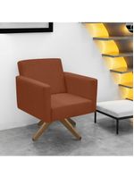 Poltrona Jade Aconchego Decor Tecido Boucle Base Giratória Terracota