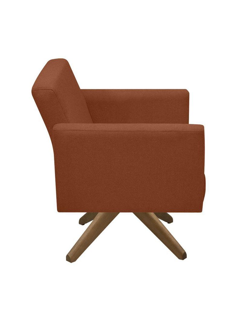 Poltrona Jade Aconchego Decor Tecido Boucle Base Giratória Terracota