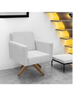 Poltrona Jade Aconchego Decor Tecido Boucle Base Giratória Cinza