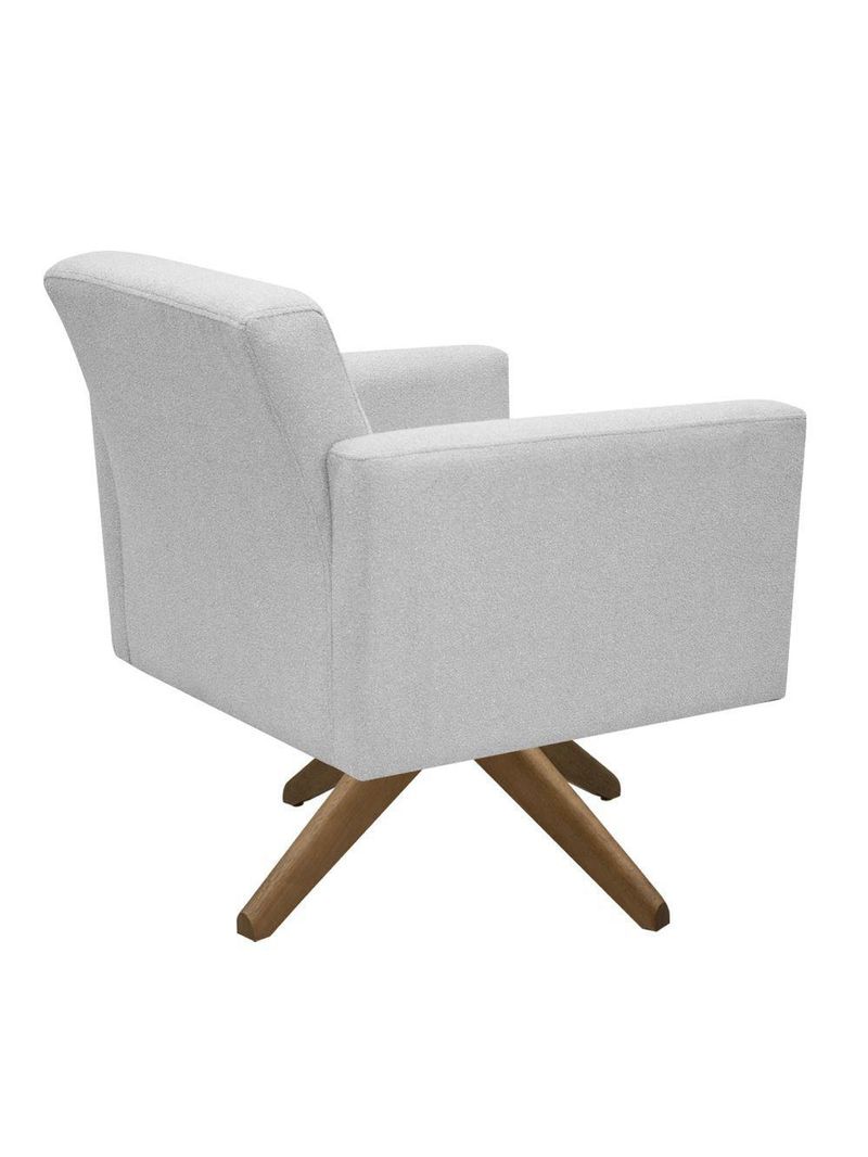 Poltrona Jade Aconchego Decor Tecido Boucle Base Giratória Cinza