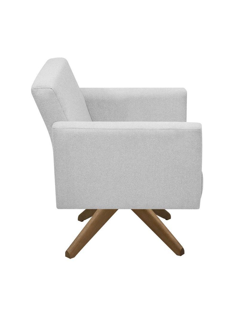 Poltrona Jade Aconchego Decor Tecido Boucle Base Giratória Cinza