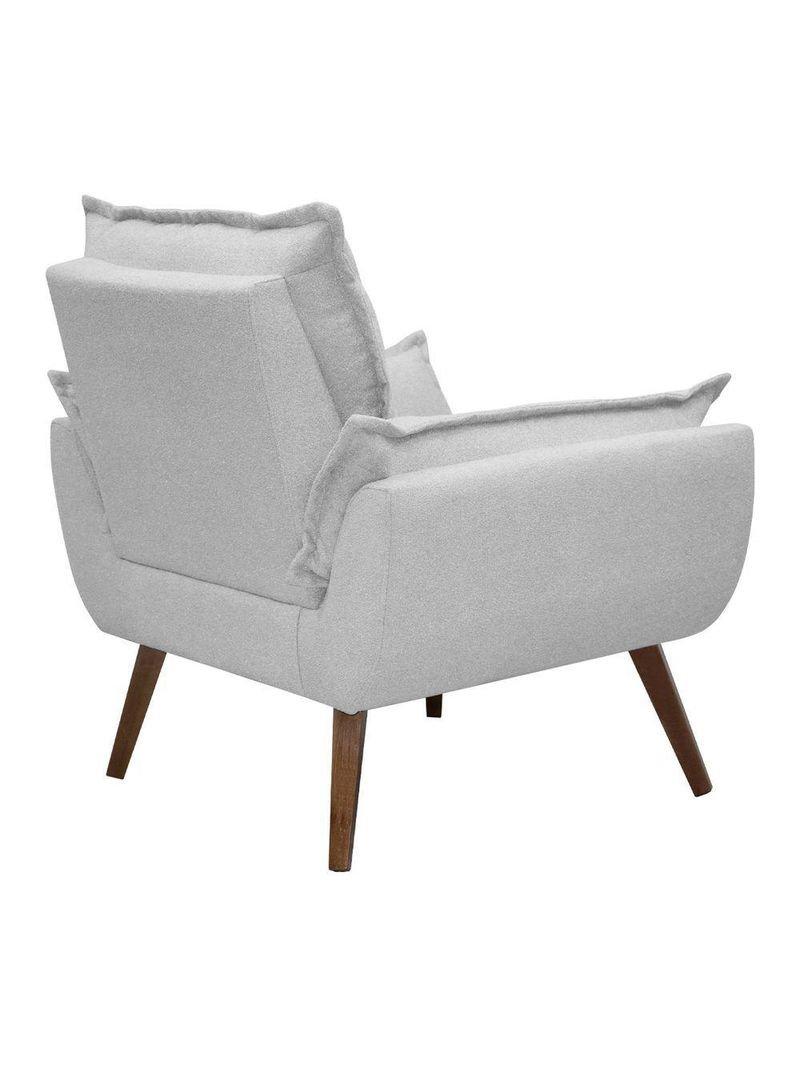 Poltrona Opala Decorativa Conforto Tecido Boucle Pé Trapézio Cinza