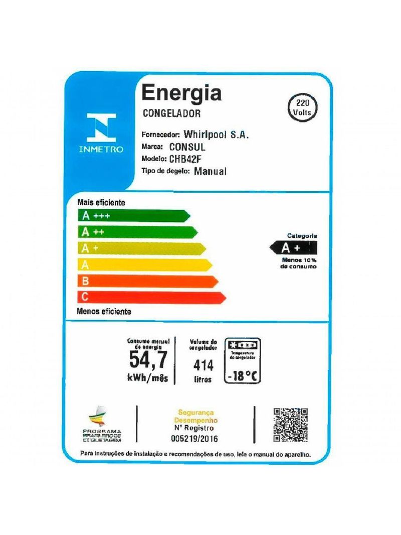 Freezer Horizontal Consul 2 Portas 414l Chb42fbbna - 220v
