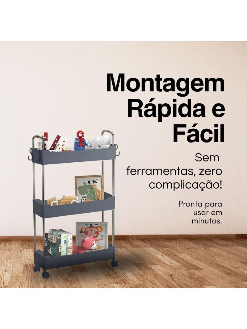 Estante Organizadora Móvel 3 Andares: para cozinha, banheiro e escritórios
