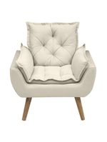 Poltrona Opala Conforto Decorativa Em Veludo Com Pés Palito Bege