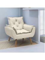 Poltrona Opala Conforto Decorativa Em Veludo Com Pés Palito Bege