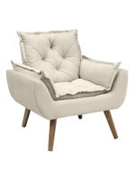 Poltrona Opala Conforto Decorativa Em Veludo Com Pés Palito Bege