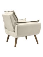 Poltrona Opala Conforto Decorativa Em Veludo Com Pés Palito Bege