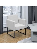 Poltrona Jade Conforto Aconchego Tecido Boucle Base Metálica Cinza