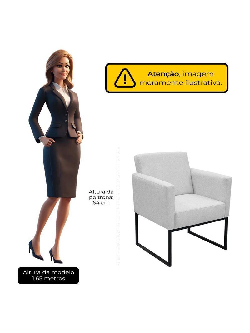 Poltrona Jade Conforto Aconchego Tecido Boucle Base Metálica Cinza