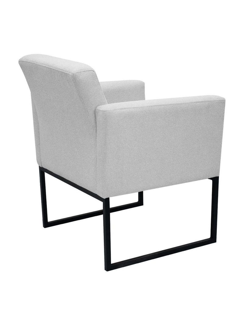 Poltrona Jade Conforto Aconchego Tecido Boucle Base Metálica Cinza