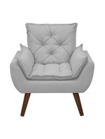 Poltrona Opala Decorativa Conforto Tecido Boucle Pé Trapézio Cinza Escuro
