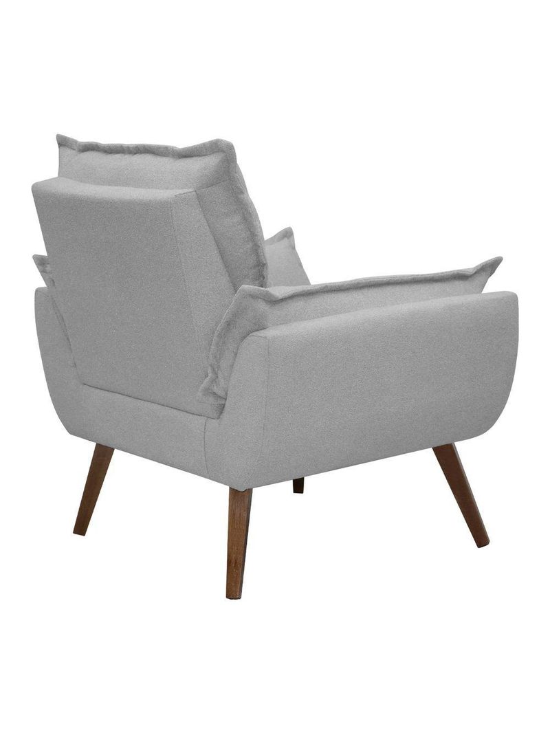 Poltrona Opala Decorativa Conforto Tecido Boucle Pé Trapézio Cinza Escuro