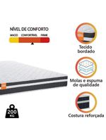 Colchão Casal Queen Molas Qatar 158x198x22cm Branco / Preto - Suporta Até 200 Kg Por Pessoa