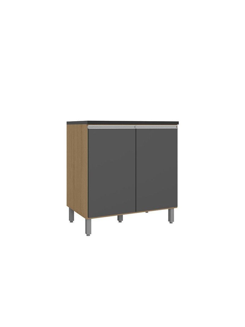 Balcão 2 Portas 80 Cm Sem Tampo Lyon/evidende Poliman Carvalho E Grafite