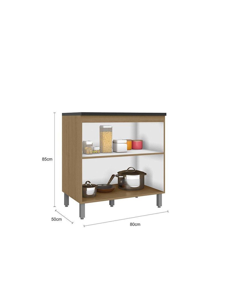 Balcão 2 Portas 80 Cm Sem Tampo Lyon/evidende Poliman Carvalho E Grafite