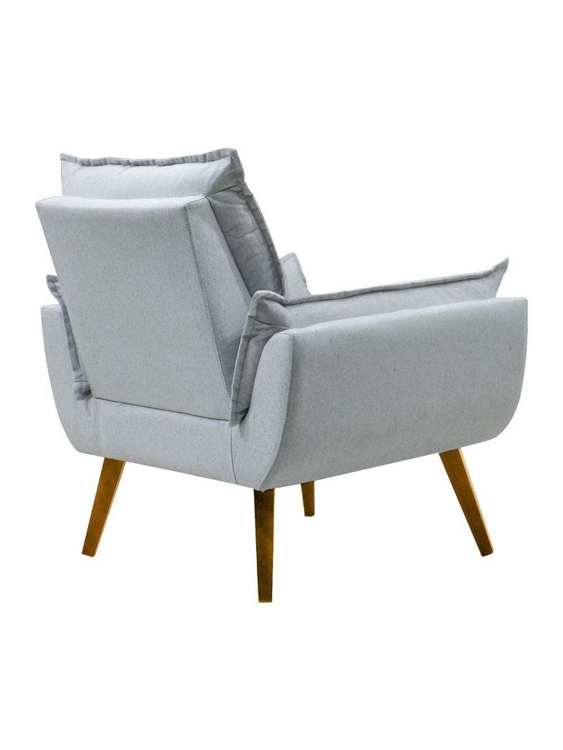 Poltrona Opala Conforto Aconchego Tecido Linho E Pés Palito Cinza