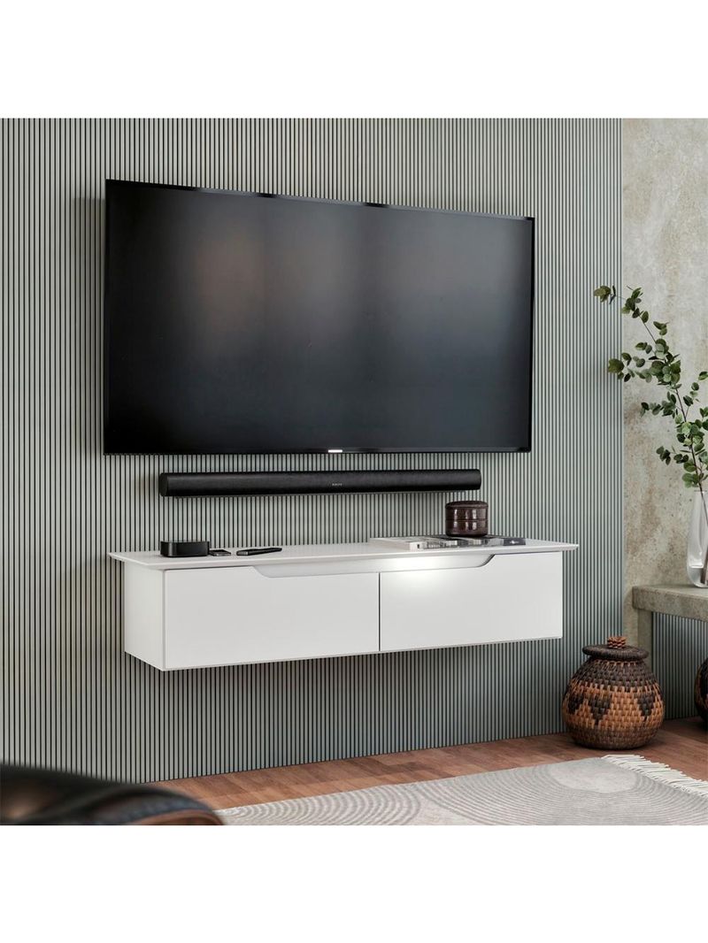 Rack Aparador Suspenso Flow Com 2 Portas Basculante Branco
