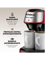 Cafeteira Mondial 2 Xícaras Smart Coffee C-42-2X-RI – 127V/60Hz – Vermelho/Inox
