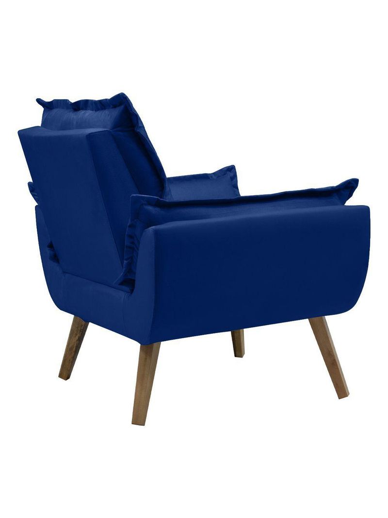 Poltrona Opala Conforto Decorativa Em Veludo Com Pés Palito Azul