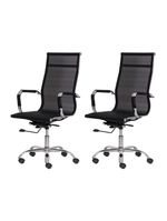Kit 2 Cadeiras Escritório Mesh Presidente Preta Base Giratória Cromada Altura Ajustável