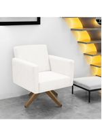 Poltrona Jade Aconchego Decor Tecido Boucle Base Giratória Branco