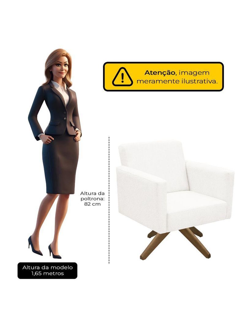 Poltrona Jade Aconchego Decor Tecido Boucle Base Giratória Branco