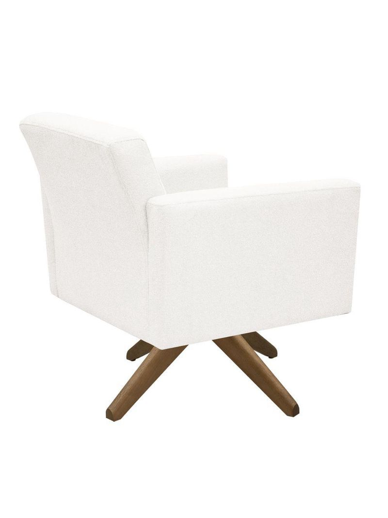 Poltrona Jade Aconchego Decor Tecido Boucle Base Giratória Branco