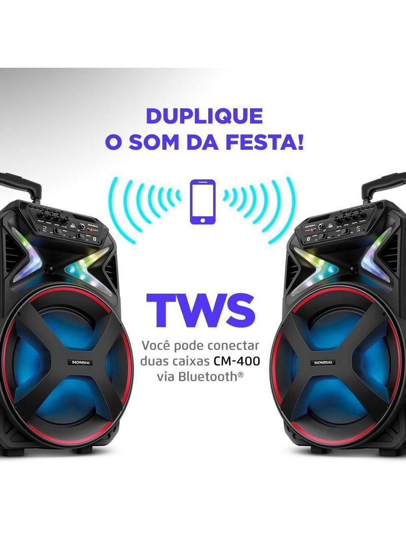 Caixa Amplificada Mondial Connect Lights Cm-400 Bivolt