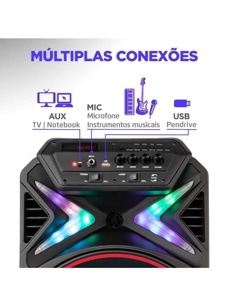 Caixa Amplificada Mondial Connect Lights Cm-400 Bivolt