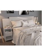 Cabeceira Extensível Cama Solteiro, Casal e Queen com Mesa de Cabeceira Maceió - Poliman Móveis - Branco