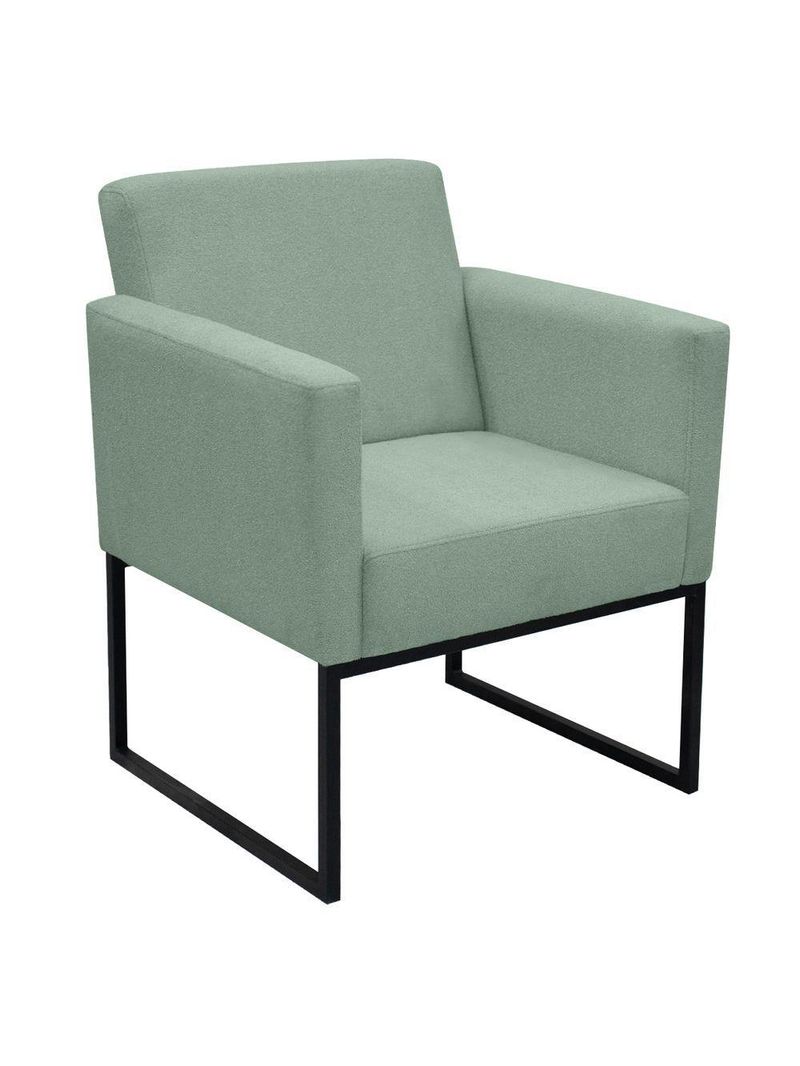 Poltrona Jade Conforto Aconchego Tecido Boucle Base Metálica Verde