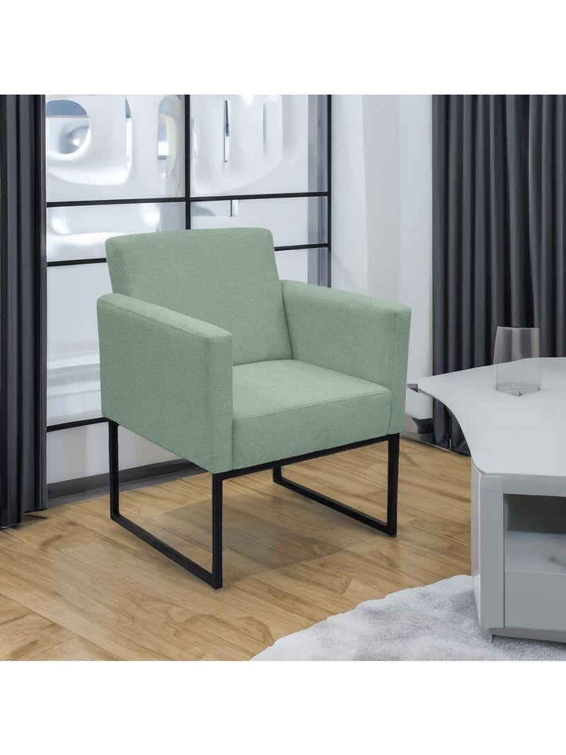 Poltrona Jade Conforto Aconchego Tecido Boucle Base Metálica Verde