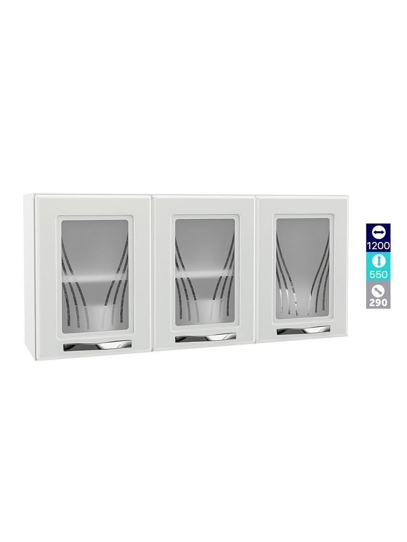 Armário De Cozinha De Aço Aéreo Triplo Médio Telasul Branco