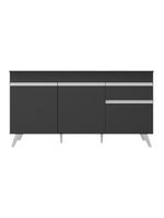 Balcão Cozinha Gabinete Pia 150Cm 3 Portas Preto/Branco