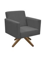 Poltrona Jade Aconchego Decor Tecido Boucle Base Giratória Chumbo