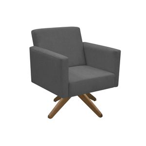 Poltrona Jade Aconchego Decor Tecido Boucle Base Giratória Chumbo