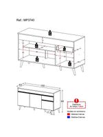 Balcão Cozinha Gabinete Pia 150Cm 3 Portas Preto/Branco