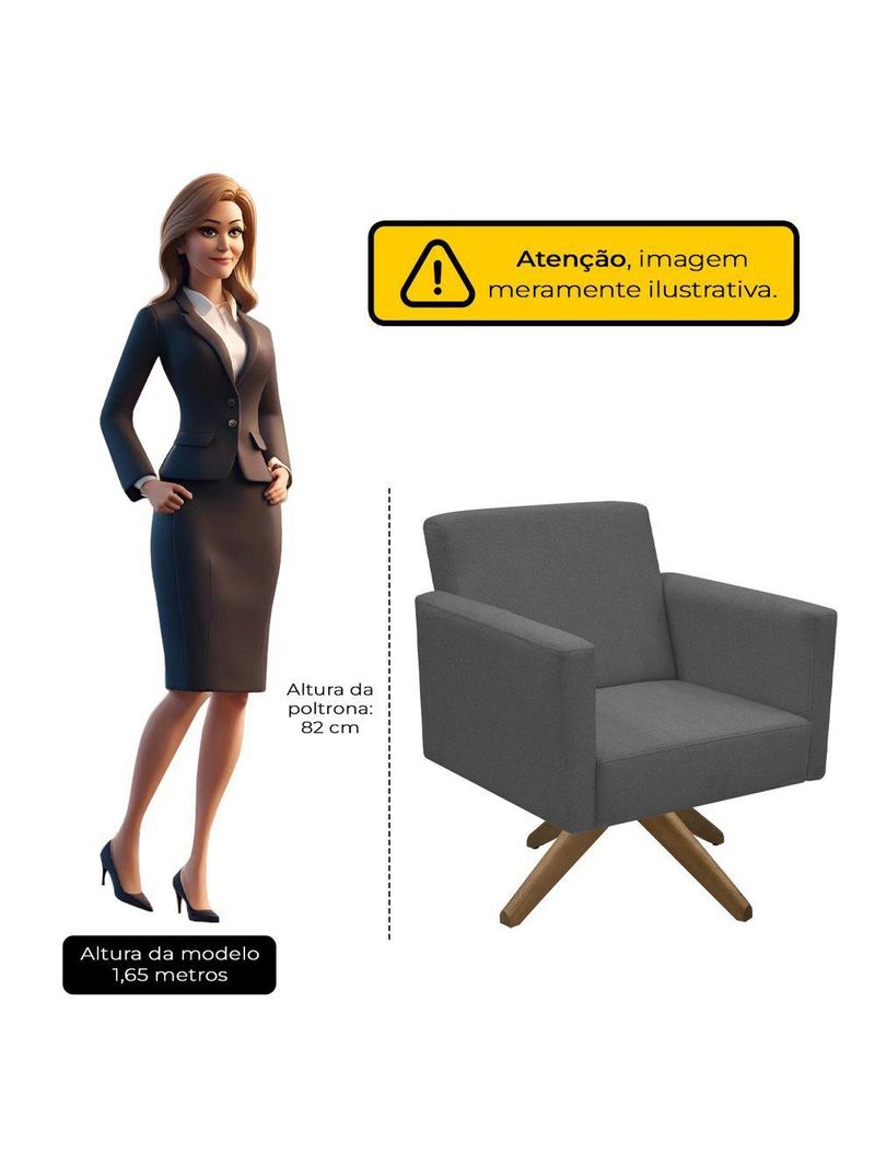 Poltrona Jade Aconchego Decor Tecido Boucle Base Giratória Chumbo