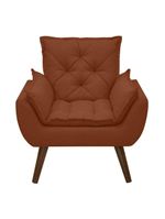 Poltrona Opala Decorativa Conforto Tecido Boucle Pé Trapézio Terracota
