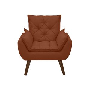 Poltrona Opala Decorativa Conforto Tecido Boucle Pé Trapézio Terracota