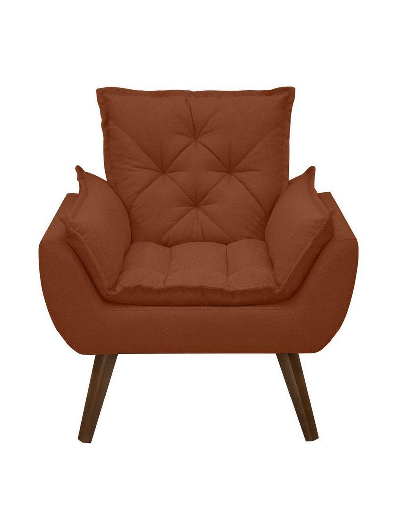 Poltrona Opala Decorativa Conforto Tecido Boucle Pé Trapézio Terracota