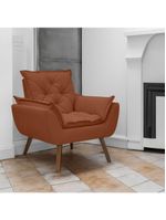 Poltrona Opala Decorativa Conforto Tecido Boucle Pé Trapézio Terracota