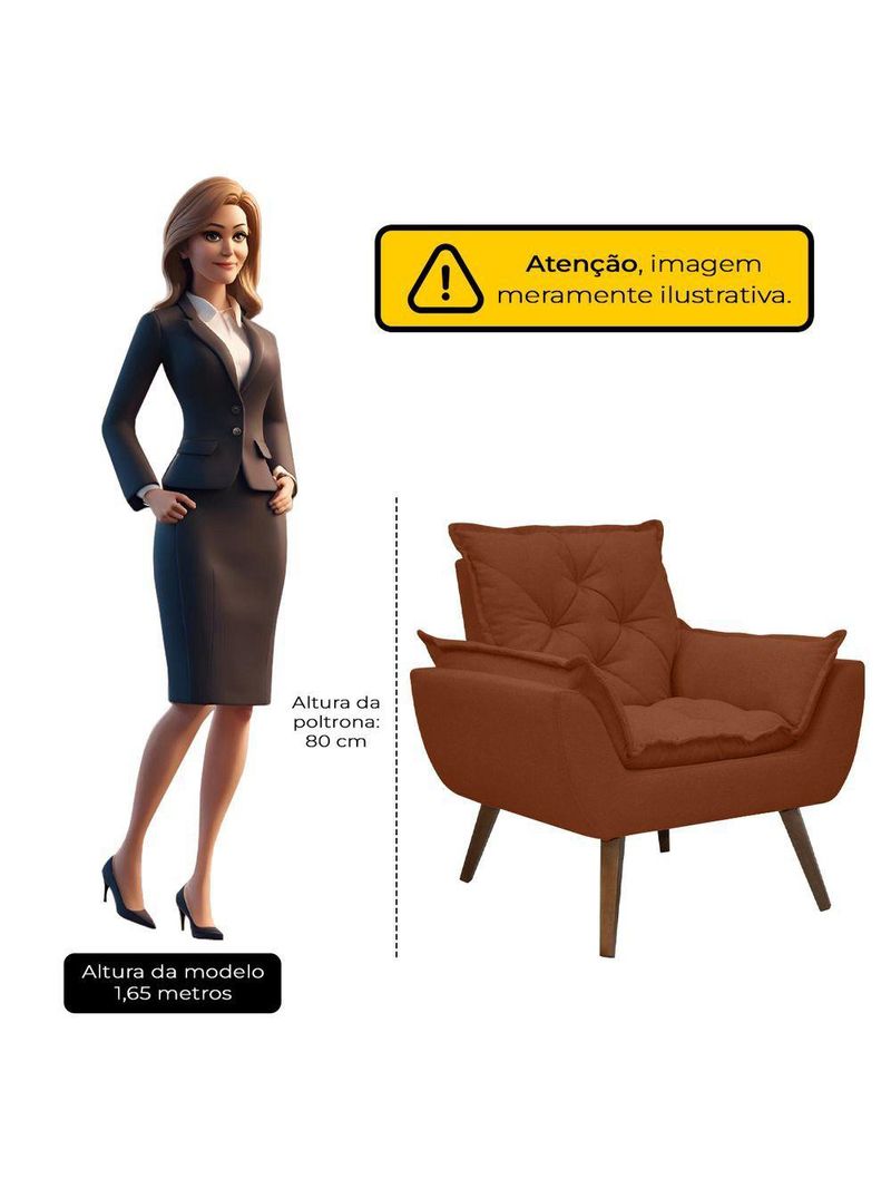 Poltrona Opala Decorativa Conforto Tecido Boucle Pé Trapézio Terracota